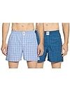 U.S. POLO ASSN. Mens Plaid Check Pure Cotton I691 Boxers - Pack of 2 (Blue/White XL)