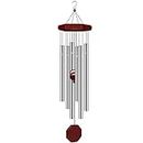 tujol Wind Chimes For Outside, Wind Chimes Outdoor Deep Tone With 6 Metal Tubes And Hook, Memorial Wind Chimes Home Outdoor Decor For Garden, Patio, Yard, Silver