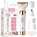 ACWOO Electric Lady Shaver, Cordless 4 in 1 Electric Shaver for Women, Rechargeable Painless Electric Razor Bikini Trimmer Wet and Dry Hair Removal for Face Legs Underarm Nose and Eyebrow (B)