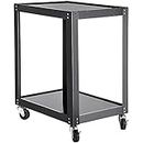 VEVOR AV Cart, 26 Inch Height Media Cart with Power Strip, 24 x 18 Presentation Cart with 2 Shelves, 4 Rolling Casters and 2 Locking Brakes, 150 lbs Heavy- Duty Av Cart Fit for Offices and Schools