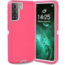 Anloes Defender Case for Samsung Galaxy S21 5G,Galaxy S21 5G Phone Case Heavy Duty Shockproof Dustproof Protection, 3 in 1 Rugged Protective Bumper Cover Pink(Without Built-in Screen Protector)