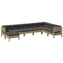 vidaXL Garden Sofa Set 8-Piece Modular Outdoor Seating with Cushions - Impregnated Autoclaved Pine Wood - Weather-Resistant & Sturdy - Anthracite Cushion Color - Living Room/Patio/Deck
