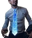 TECZERO LED Light up Neck Tie, USB Rechargeable Glow Necktie, Pre Tied with Adjustable Strap, Optical Fiber Luminous Novelty Flash Costume for Halloween Festival Rave Party Christmas