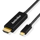 Amiroko USB-C to HDMI Cable, USB 3.1 Type C (Thunderbolt 3 Compatible) to HDMI 4K Cable Adapter for MacBook Pro 2016, MacBook 12", Samsung Galaxy S8/S8+ etc to HDTV, Monitor, Projector (6FT)