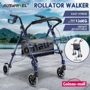 Lightweight 4 Wheel Rollator Walker with Seat for Seniors Rolling Walking Blue