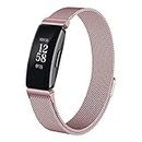 Yibcaiic Metal Bands Compatible with Fitbit Inspire 2/Inspire HR/Inspire Band, Adjustable Magnetic Stainless Steel Loop Strap Metal Mesh Replacement Wristbands for Women Men