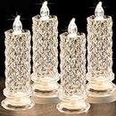 SupBri Rose Shadow LED Flameless Candles, 4PCS Romantic Battery Operated Candles Led Pillar Candles for Valentine's Day Romantic Propose Anniversary Wedding Decorations(White, D 2.5" x H 7.2")