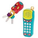 Battat Sensory Pretend Keychain – Toddler Light-Up Toy Car 18 Months Phone + Light & Sound Keys, BT4629Z, Verte