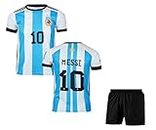JUSBALL - Messi World Cup Jersey with Back Print with Shorts 2022-2023 Football (Kids and Mens)(9-10) Football Red