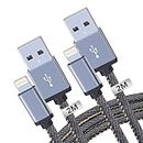 Azhizco iPhone Charger Lightning Cable, [2Pack 2M] Lightning to USB A Cable Apple MFi Certified iPhone Charging Cable Denim Braided iPhone Cord for iPhone 14 13 12 11 8 7 6 5 iPad