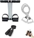 LIVOX Double Spring Tummy Trimmer and Toning Resistance Tube band, Skipping Rope, 1 Hand Grip Abs Exercise for Gym Equipment Set