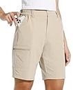 WILLIT Women's 10" Hiking Cargo Shorts Stretch Golf Active Long Shorts Quick Dry Outdoor Summer Shorts Khaki M