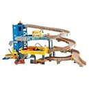Mattel Matchbox 4-Level Garage with Spiral Ramp, Gas Pump, Crane, Track, Working Elevator, Car Wash, Includes 1 Matchbox Tow Truck, Connects to Other Sets, for Kids 3 Years & Up [Amazon Exclusive]