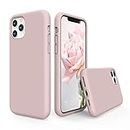 SURPHY Liquid Silicone Case Compatible with iPhone 11 Pro Max Case, Soft Rubber with Microfiber Cloth Lining Full Body Design Shockproof Case for iPhone 11 Pro Max 6.5", Pink