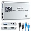 Carte de Capture vidéo Audio Rybozen 4K, périphérique de Capture vidéo HDMI USB 3.0, Full HD 1080P pour l'enregistrement de Jeux, Diffusion en Direct - Argent