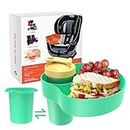 Kids Car Seat Travel Tray: Carseat Snack Tray for Food Eating, Baby Stroller Snacks Console/Plate for Toddlers with 2 Replacement Cup Holder Bases, Kids Travel Road Trip Essentials & Must Haves, Green