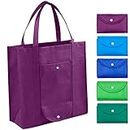 Grocery Bags Reusable Foldable for Shopping (set of 5), Foldable Into Pouch, Extra Large & Durable Heavy Duty Shopping Totes, Washable, Long Handles & Eco Friendly Reusable Shopping Bags
