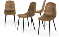 Set of 4 Scandinavian Vintage Kitchen Dining Chairs Suede Brown Chairs