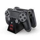 ElecGear PS4 Controller Charger Dock, Fast Dual USB Charging Station Display Stand with LED Indicator for Playstation 4, PS4 Slim and Pro DualShock Wireless Controller
