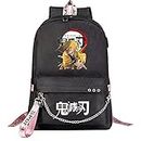 Yumenam Boys Girls Anime Theme Backpack with USB Charging Port Agatsuma Zenitsu 3D Printing Laptop Backpack School Bag Outdoor Sports Daypacks Travel Bag for Demon Slayer Fans