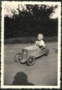Photography Renault pedal car - soap box, boy in toy car 