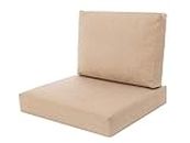 PillowPrim Kissen Set für Rattan/Korbsessel, Rückenlehne Sitz, Sitzkissen Outdoor Sitzpolster Gartenstuhl, Sitzauflage Rattan-Stuhl, 60x55x40 cm - Beige