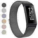 IMOT Replacement Strap Compatible for Fitbit Charge 3 Strap / Fitbit Charge 4 Strap Metal, Adjustable Strap Wrist Band for Men Women,with Magnetic Closure (6.7"-8.1''wrist)