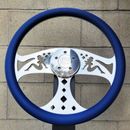 18" Billet Mud Flap Girls Steering Wheel Royal Blue Vinyl Big Rig Semi Truck