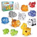 Learning Toys for 2-5 Year Old, 52 PCS ABC Animal Alphabet Match Game with Uppercase Lowercase, Preschool Activities Montessori Fine Motor Toys for Kid Toddler Dinosaur Education Boy Girl Gift.