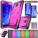 For Samsung GALAXY J7 Phone Dual Shockproof Case Cover / Glass Screen Protector