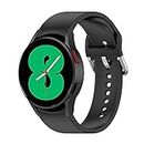 Wownadu 20mm Silicone Watch Strap Compatible with Samsung Galaxy Watch 6/5 / 4 (40mm 44mm), Galaxy Watch 3 41mm / 4 classic (42mm 46mm) Strap Black Women Men Soft Replacement Band