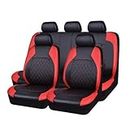 Mulcort 9 Pieces Car Seat Covers Universal PU Leather Seat Protector Full Set Automobile Interior Accessories for Car SUV Vehicle-Red