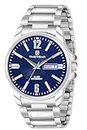 TIMEWEAR Analog Day Date Functioning Stainless Steel Chain Watch For Men, Blue Dial, Silver Band