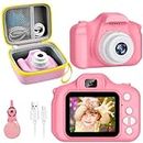 CADDLE & TOES Toys for 4+ to 12 Year Old Boys, Kids Selfie Camera for Boys, Children Digital Toddler Camera, Christmas Birthday Festival Gift for Boys Girls Age 4+ 5 6 7 8 9 (Pink Camera+PinkCase)