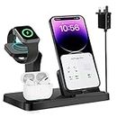 Charging Station for Apple Devices,3 in 1 Fast Charging Stand Compatible with iPhone 14/13/12/11/SE/8/7/6/5,Wireless Charger Station Dock for Apple Watch Ultra/9/8/7/6/5/SE and AirPods 1/2/3/Pro