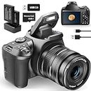 NBD Fotocamera digitale 4K con Zoom 40X, fotocamera DSLR 64MP per principianti in fotografia, videocamera Vlogging HD Autofocus 1080P con EIS, scheda SD 32GB, 2 batterie (W2)