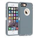 smartelf Case for iPhone 6 Plus/6s Plus Heavy Duty With Built-in Screen Protector Shockproof Dust Drop Proof Protective Cover Hard Shell for Apple iPhone 6+/6s+ 5.5 inch-Grey/White