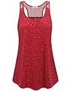 AxByCzD Racerback Tops for Women,Ladies Workout Yoga Tanks Cute Scoop Neck Sleeveless Shirts Hiking Sports Exercise Rapidry Wicking Clothes Sun Protection Outdoor Recreation Tees Red X-Large