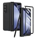 DUEDUE Samsung Galaxy Z Fold 5 Case, [Built-in Screen Protector] with S Pen Holder [Skin Touch] Lightweight Shockproof Z Fold 5 Case Cover, Slim Anti-Slip Phone Case for Samsung Z Fold 5 7.6'', Black