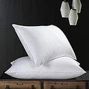JY Reliance Microfiber Feeling Satin Stripe Fabric Bed Pillow For Sleeping Set Of 2 (16''X26''),white