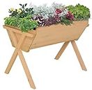 Outsunny 39'' x 28'' Raised Garden Bed with Legs, Elevated Wooden Planter Box with Bed Liner for Vegetables, Flowers Herbs, Backyard Patio Balcony Use