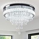 19.7" Modern Chandelier Crystal Ceiling Light Fixture LED Flush Mount Chandeliers for Bedrooms Living Room Dining Room Lights 6500K Cool White