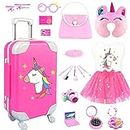 BNUZEIYI Doll Clothes and Accessories - Travel Play Set for 18 Inch Doll, Doll Stuff with 18 Inch Doll Clothes, Cute Bag, Travel Pillow and Doll Pretend Makeup for 18 Inch Girl Doll Girl Gift