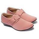 Style Buy Style Latest Collection | Comfortable Stylish Solid Wedge Heel Slip-On Formal Shoes for Womens & Girls Peach