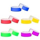 L LIKED 500 Pcs Wristbands for Events, Waterproof Paper Bracelets Neon Wrist Party Bands Entrance Wristbands for Events Music Festival Concert Contest (5 Colors)