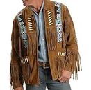 BuyBuy Sports COWBOY MEN JACKET, American Eagle style, Leather Outerwear, Suede Traditional Vintage Men Fringes And Beads Leather Customized Jacket Gift (UK, Alpha, 4XL, Regular, Regular, Brown)