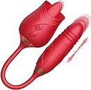 2024 Rose Sex Relaxing Toys 10 Modes Lucking Toys for Women Rose Sucker Toy Dual Motor Waterproof for Woman Female Couples, USB Rechargeable Cordless Quiet Adult Toys (Red)