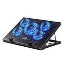 Kootek Laptop Cooling Pad 12-17 Cooler Pad Chill Mat 5 Quiet Fans LED Lights and 2 USB 2.0 Ports Adjustable Mounts Laptop Stand Height Angle