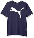 Puma Men's Short Sleeve Active Big Logo T-shirt, Absorbent, Quick Drying, Training, 24 Spring Summer Color Peacoat (06), Large