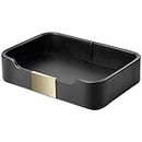 SANZIE Luxury Leather Tray Desktop Storage Catchall Organizer Decorative Tray for Entryway Table to Hold Jewelry Watch Cosmetics Keys Phone Wallet Home & Office Accessories (Black)